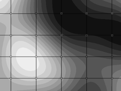 the initial grid and the result of the two steps: points and segments